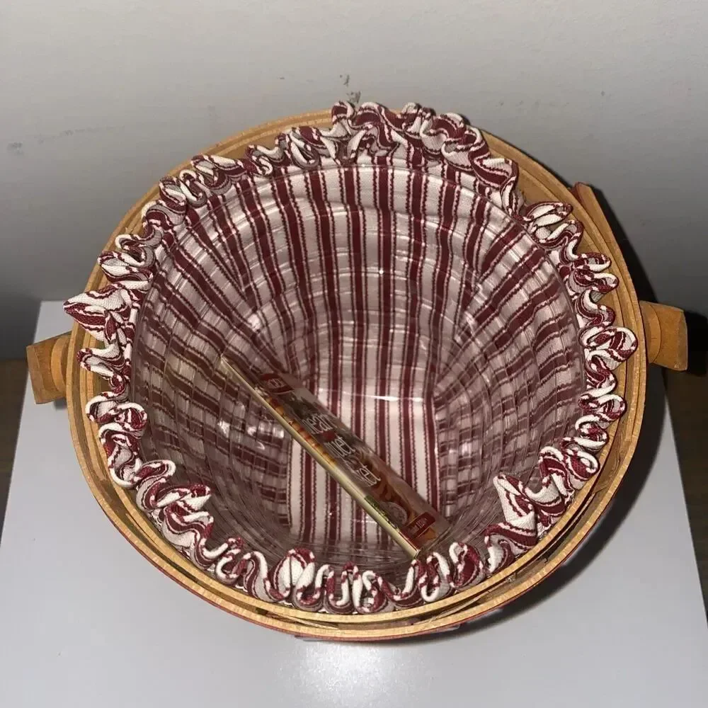 Longaberger 1996 Sweetheart Bouquet Basket Combo Protector Liner & Tie-On